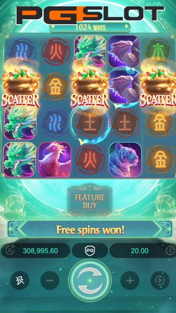 ฟีเจอร์เด่น Mythical Guardians เกมเทพผู้พิทักษ์ในตำนาน 2026 3 Mythical Guardians scatter